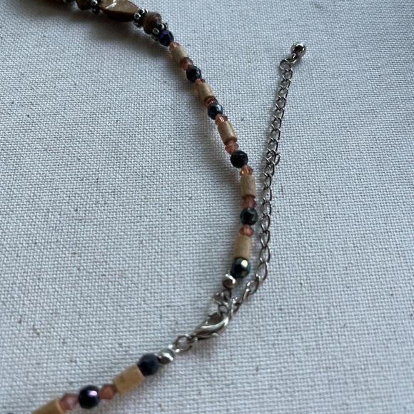 Natural Jasper Stone Beaded Necklace with Silver Accents - Picture 4 of 5